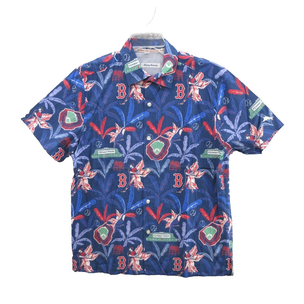 Tommy Bahama Mens Shirt Medium T321315MB MLB Playing Field Boston Red Sox New